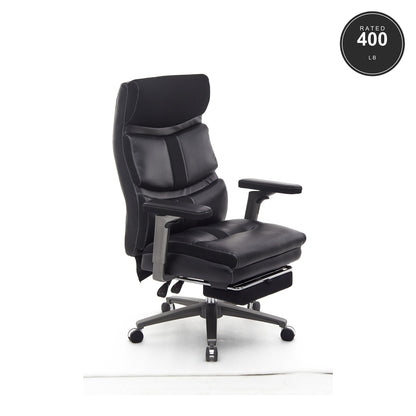 SEATZONE HD-01 Heavy-Duty Executive Recliner with Footrest, Black PU