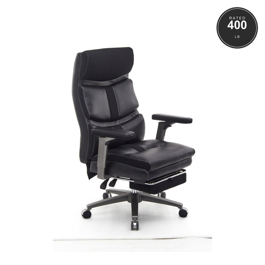 SEATZONE HD-01 Heavy-Duty Executive Recliner with Footrest, Black PU