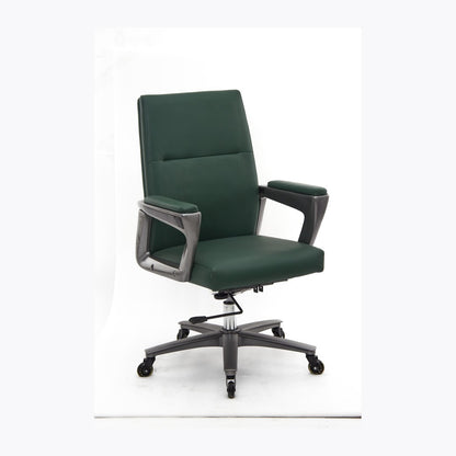 SEATZONE HD-04 Mid-Back Leather Office Chair, Deep Green, Aluminum Base
