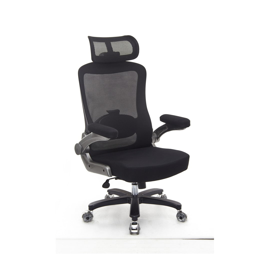 SEATZONE HD-07 High-Back Mesh Ergonomic Chair, Aluminum Base, Black