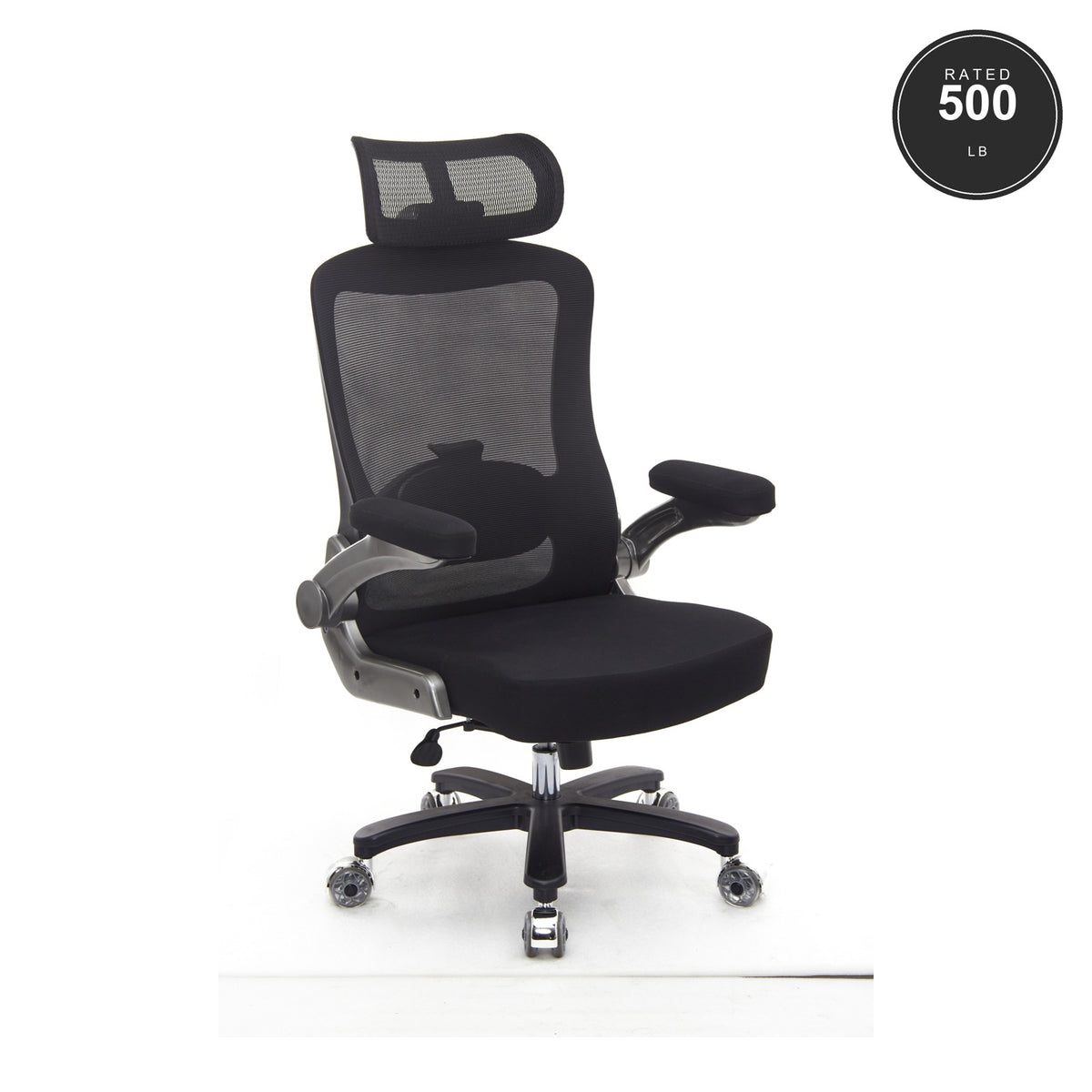 SEATZONE HD-07 High-Back Mesh Ergonomic Chair, Aluminum Base, Black