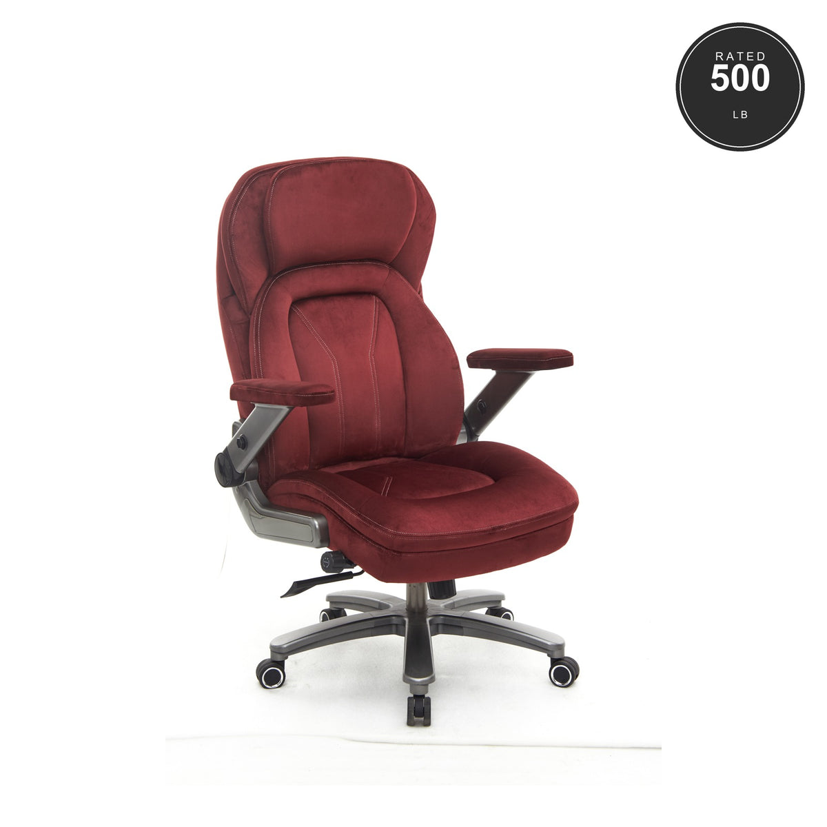 SEATZONE HD-08 High-Back Velvet Executive Chair, Burgundy