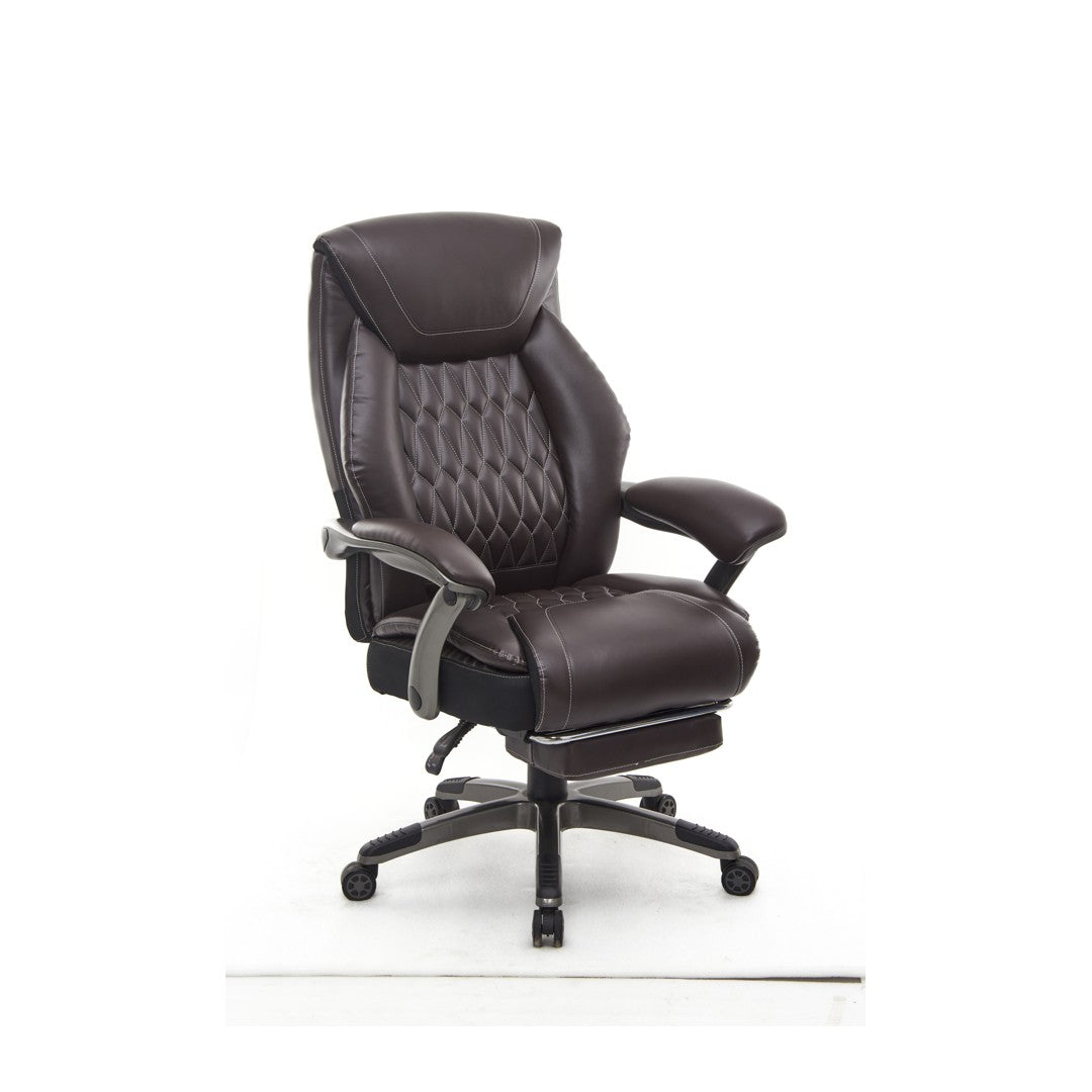 SEATZONE HD-10 Heavy-Duty Executive Recliner with Footrest, Brown