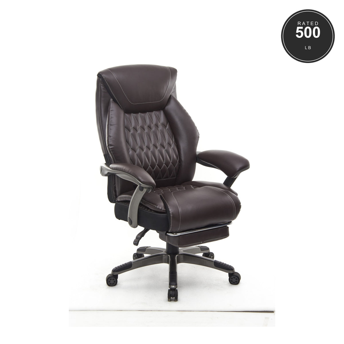 SEATZONE HD-10 Heavy-Duty Executive Recliner with Footrest, Brown