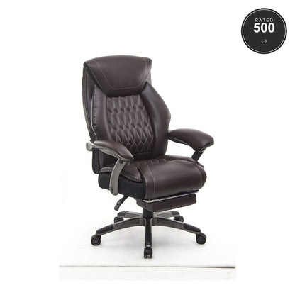 SEATZONE HD-10 Heavy-Duty Executive Recliner with Footrest, Brown