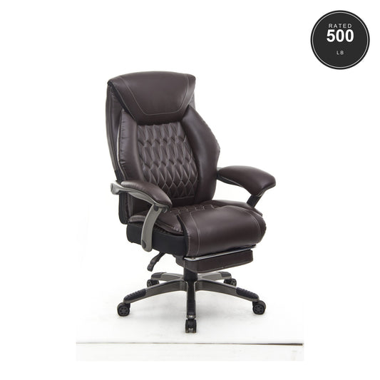 SEATZONE HD-10 Heavy-Duty Executive Recliner with Footrest, Brown
