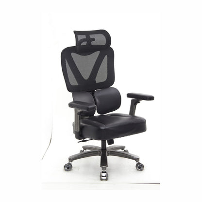 SEATZONE HD-12 Mesh & Leather Ergonomic Office Chair, Black
