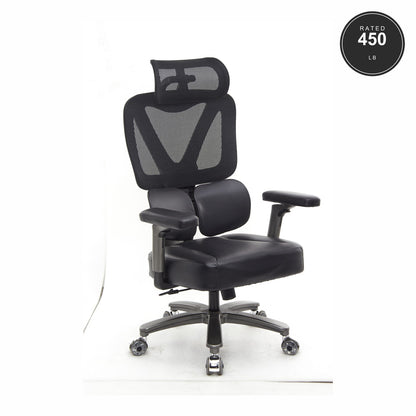 SEATZONE HD-12 Mesh & Leather Ergonomic Office Chair, Black