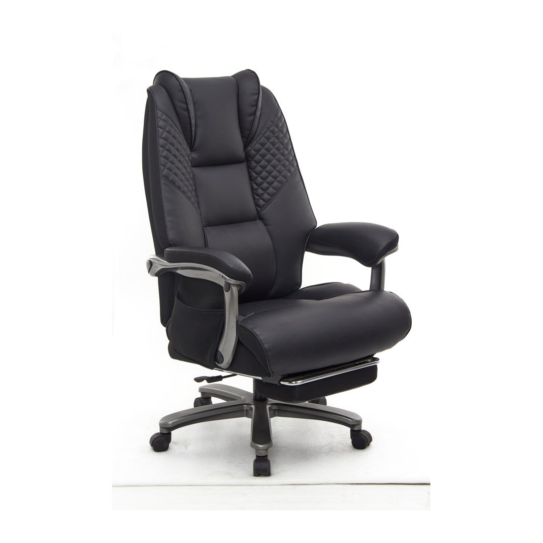 SEATZONE HD-13 Heavy-Duty Executive Recliner with Footrest, Black