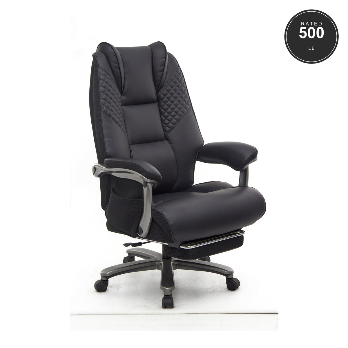 SEATZONE HD-13 Heavy-Duty Executive Recliner with Footrest, Black
