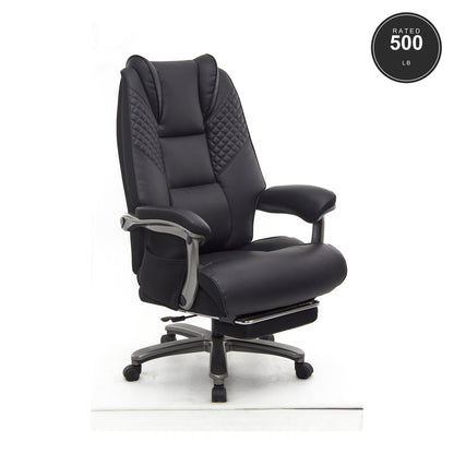 SEATZONE HD-13 Heavy-Duty Executive Recliner with Footrest, Black