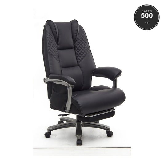 SEATZONE HD-13 Heavy-Duty Executive Recliner with Footrest, Black