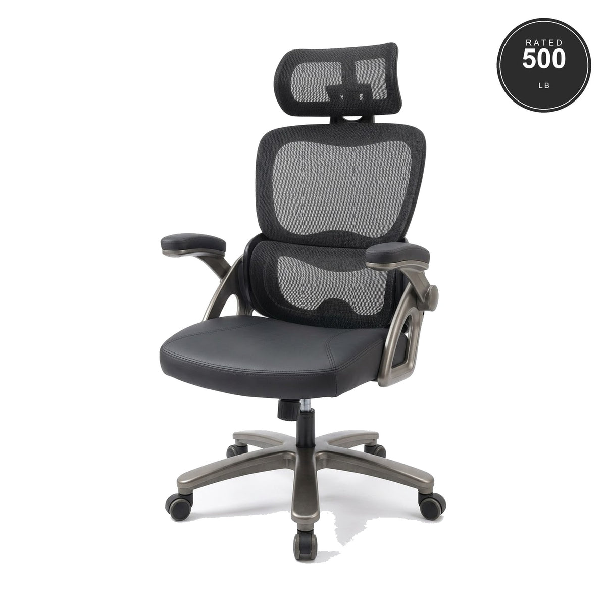 SEATZONE HD-07B High-Back Mesh Ergonomic Chair, Aluminum Base, Black