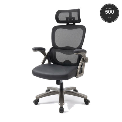 SEATZONE HD-07B High-Back Mesh Ergonomic Chair, Aluminum Base, Black